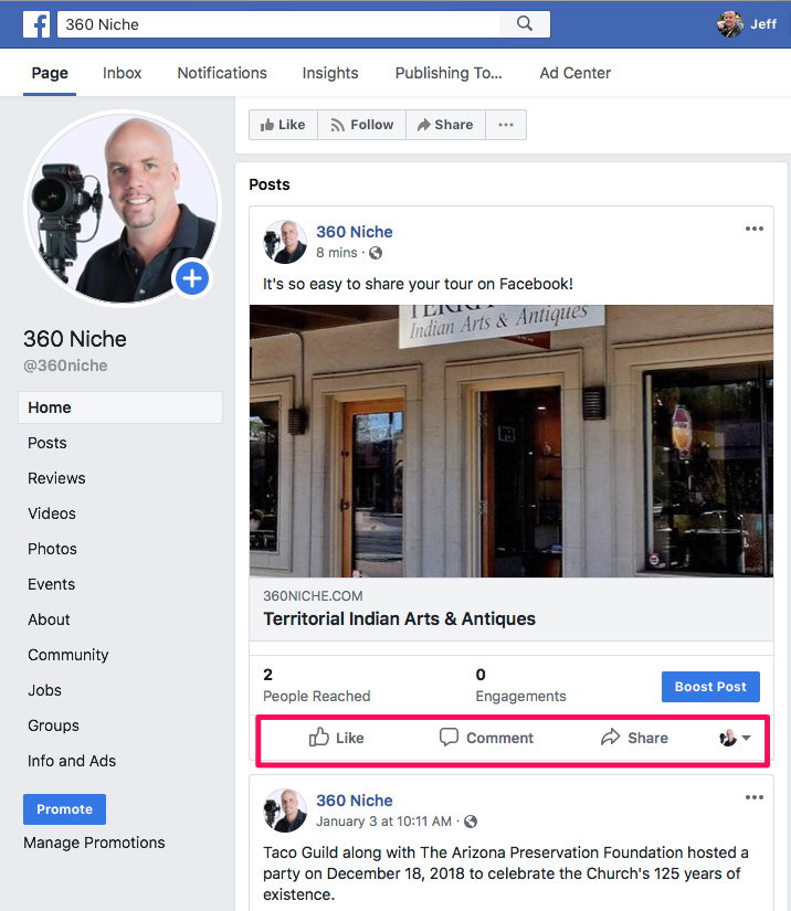 Share Panos on Facebook